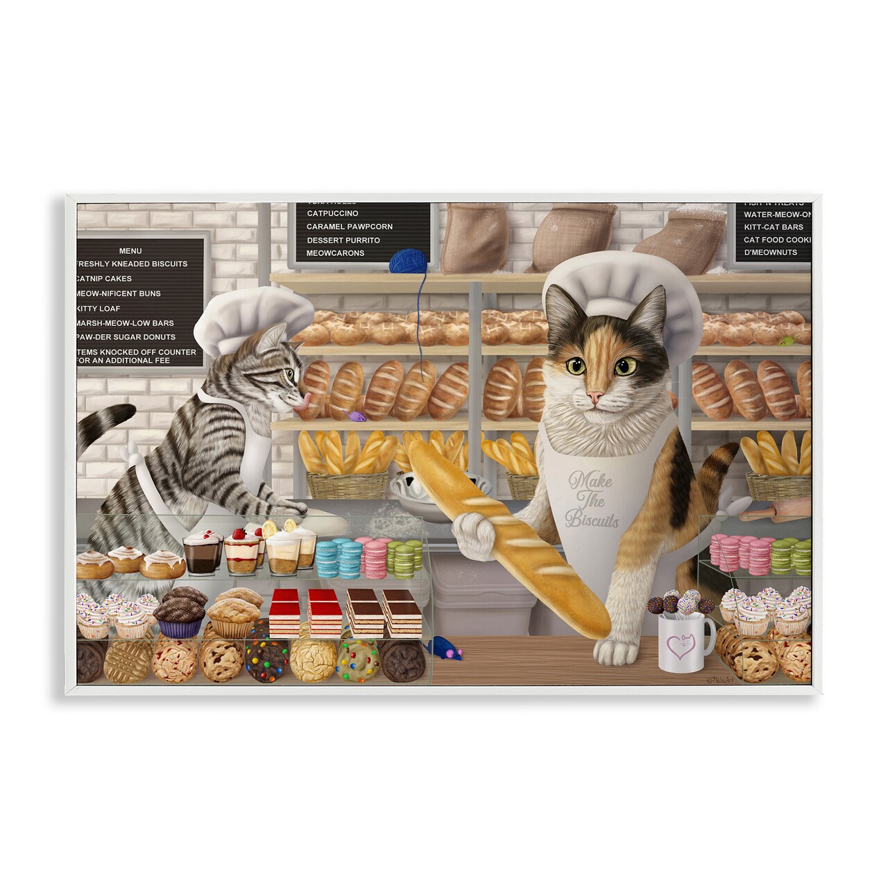 Stupell Industries Meow Bakery Funny Cats Framed Giclee Wall Art Design by Mehu Art